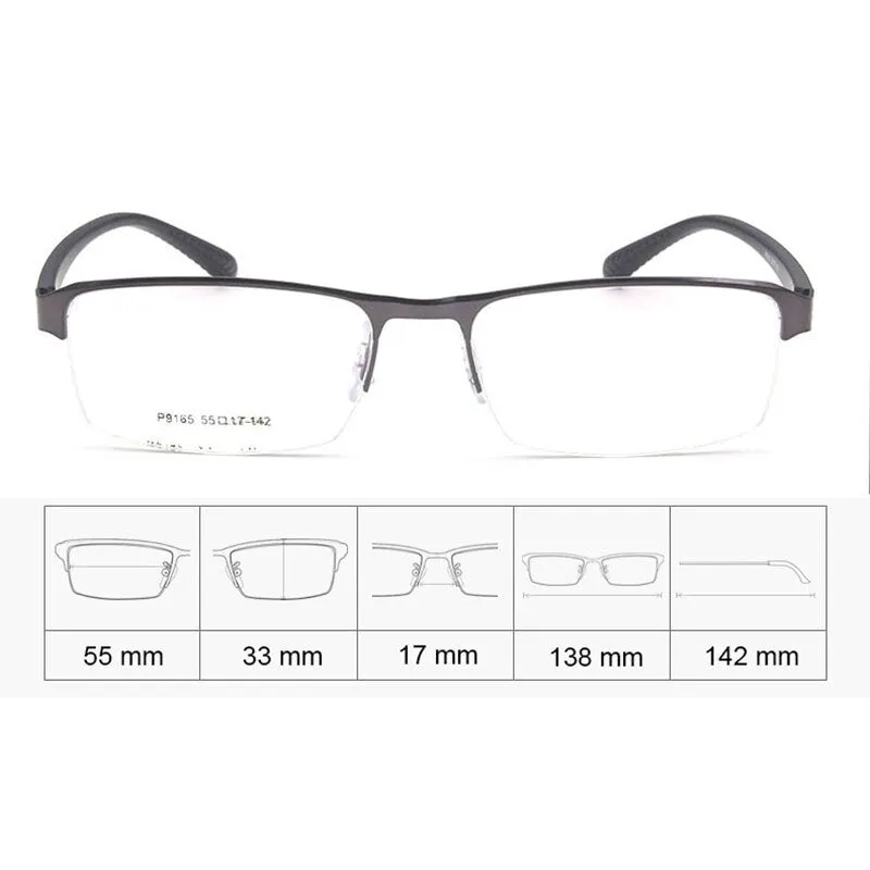 Reven Jate Men's Semi Rim Square Alloy Eyeglasses P9165