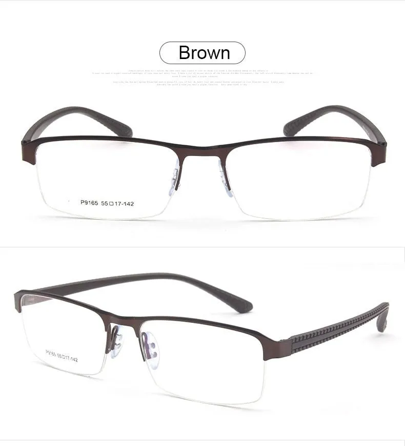 Reven Jate Men's Semi Rim Square Alloy Eyeglasses P9165