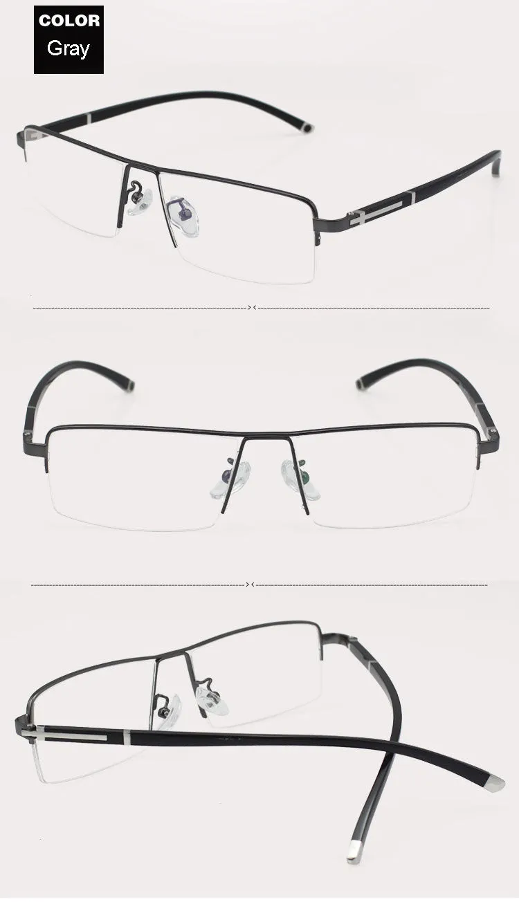 Reven Jate Men's Semi Rim Square Alloy Eyeglasses