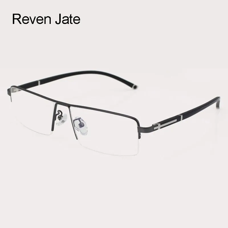 Reven Jate Men's Semi Rim Square Alloy Eyeglasses