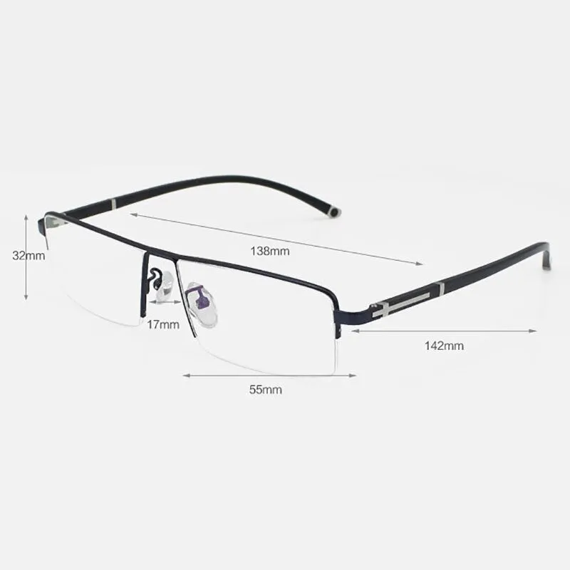 Reven Jate Men's Semi Rim Square Alloy Eyeglasses