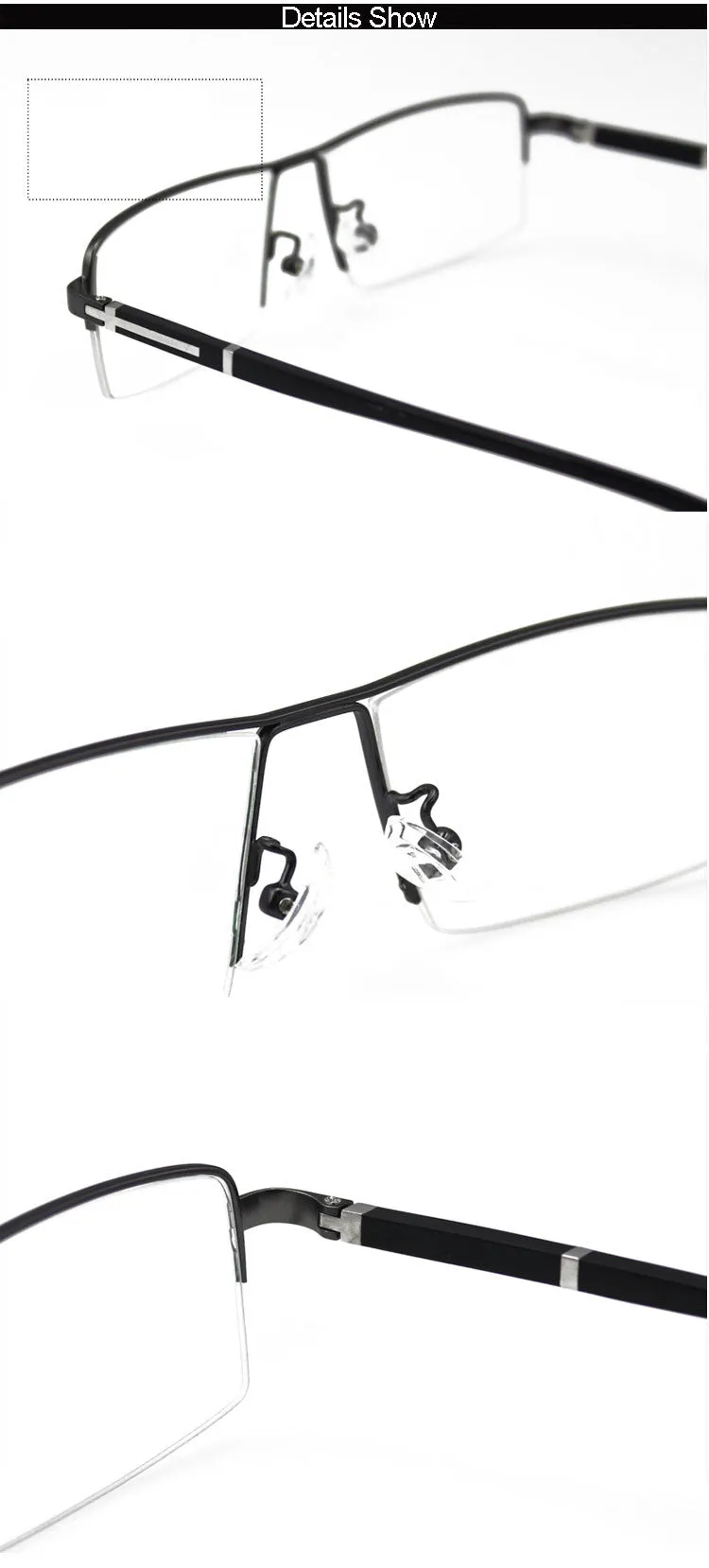 Reven Jate Men's Semi Rim Square Alloy Eyeglasses