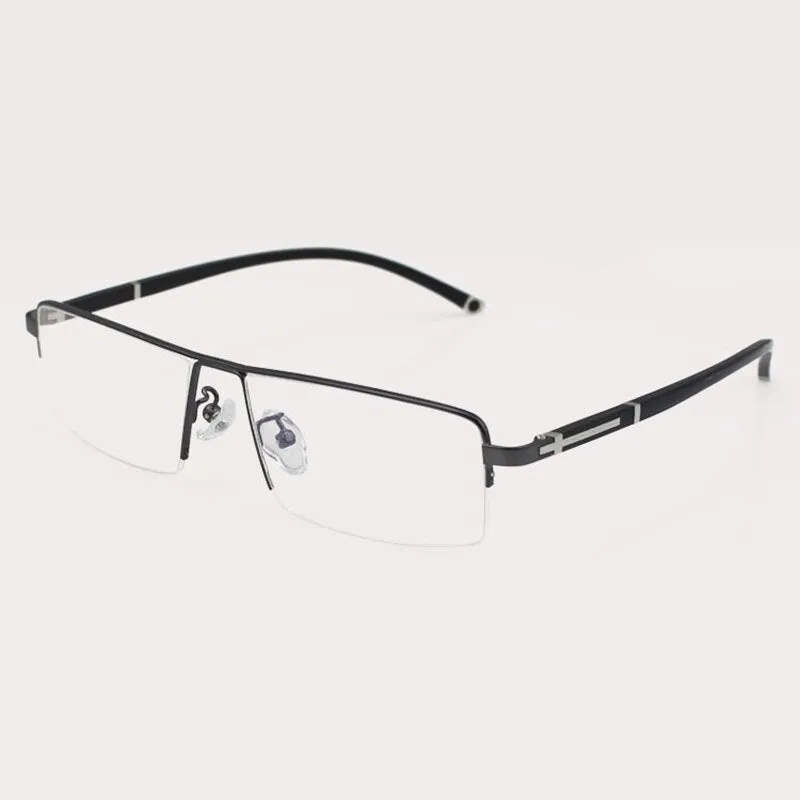 Reven Jate Men's Semi Rim Square Alloy Eyeglasses