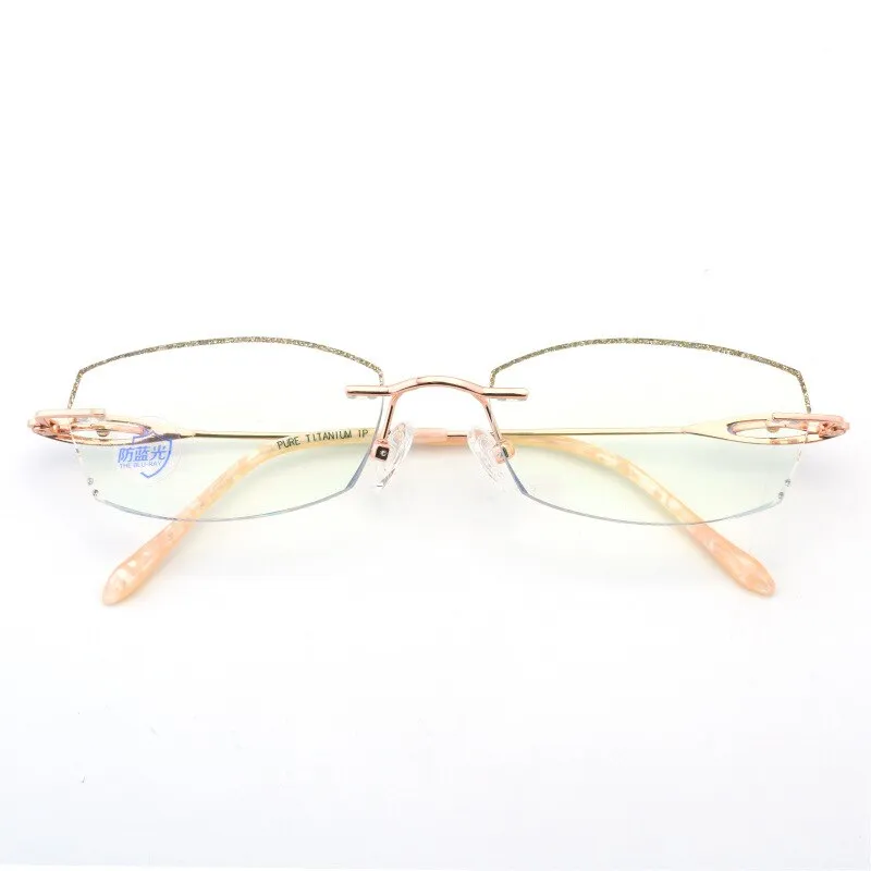 Reven Jate Titanium Women's Eyeglasses Rimless Square 1806