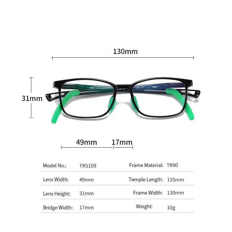 Reven Jate Unisex Children's Full Rim Square Tr 90 Silicone Eyeglasses 5109