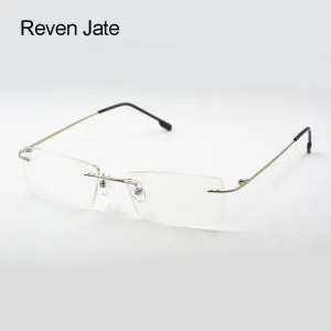 Reven Jate Unisex Rimless Square Titanium Eyeglasses R522