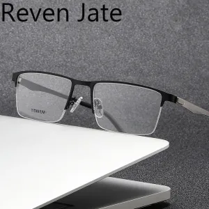 Reven Jate Unisex Semi Rim Square Titanium Eyeglasses P9867