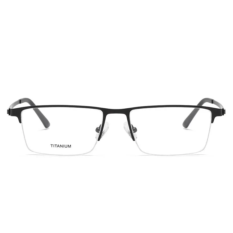 Reven Jate Unisex Semi Rim Square Titanium Eyeglasses P9867