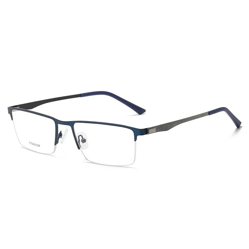 Reven Jate Unisex Semi Rim Square Titanium Eyeglasses P9867