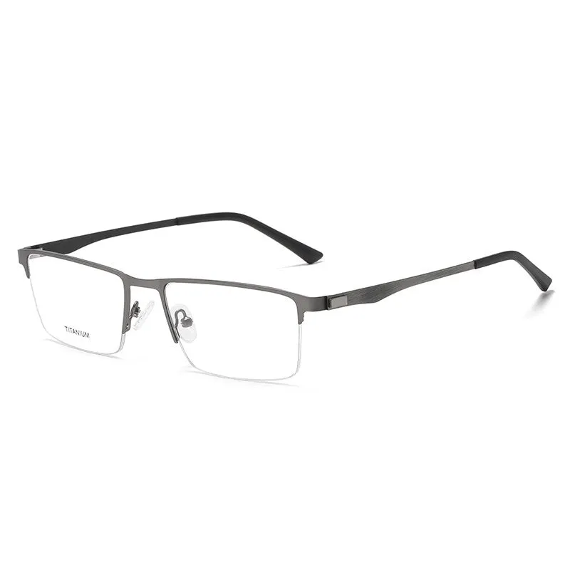 Reven Jate Unisex Semi Rim Square Titanium Eyeglasses P9867