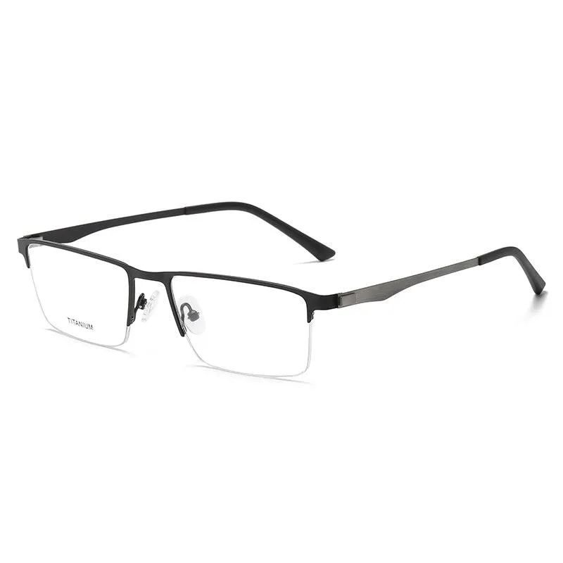 Reven Jate Unisex Semi Rim Square Titanium Eyeglasses P9867