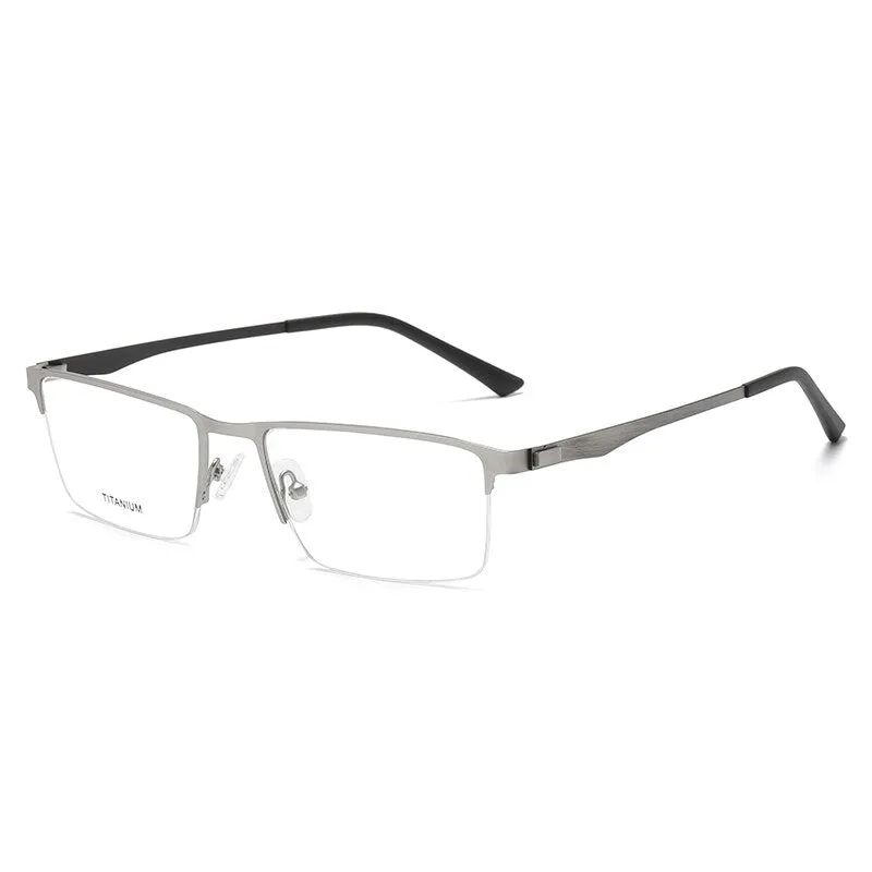 Reven Jate Unisex Semi Rim Square Titanium Eyeglasses P9867