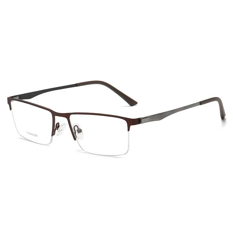 Reven Jate Unisex Semi Rim Square Titanium Eyeglasses P9867