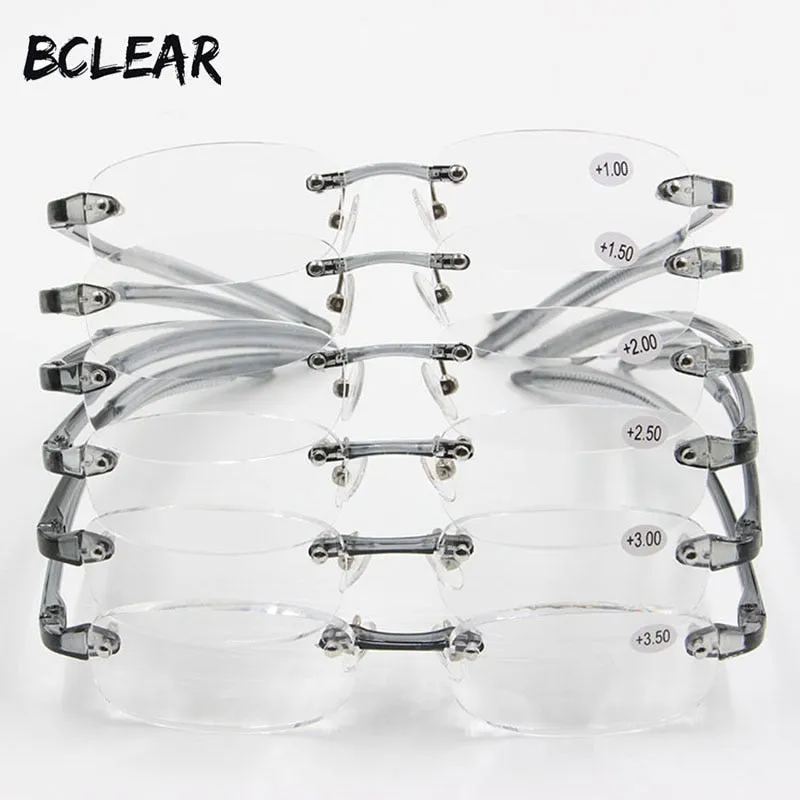 Unisex Reading Glasses Rimless Tr90 Ultra-light  1.0 To  3.5