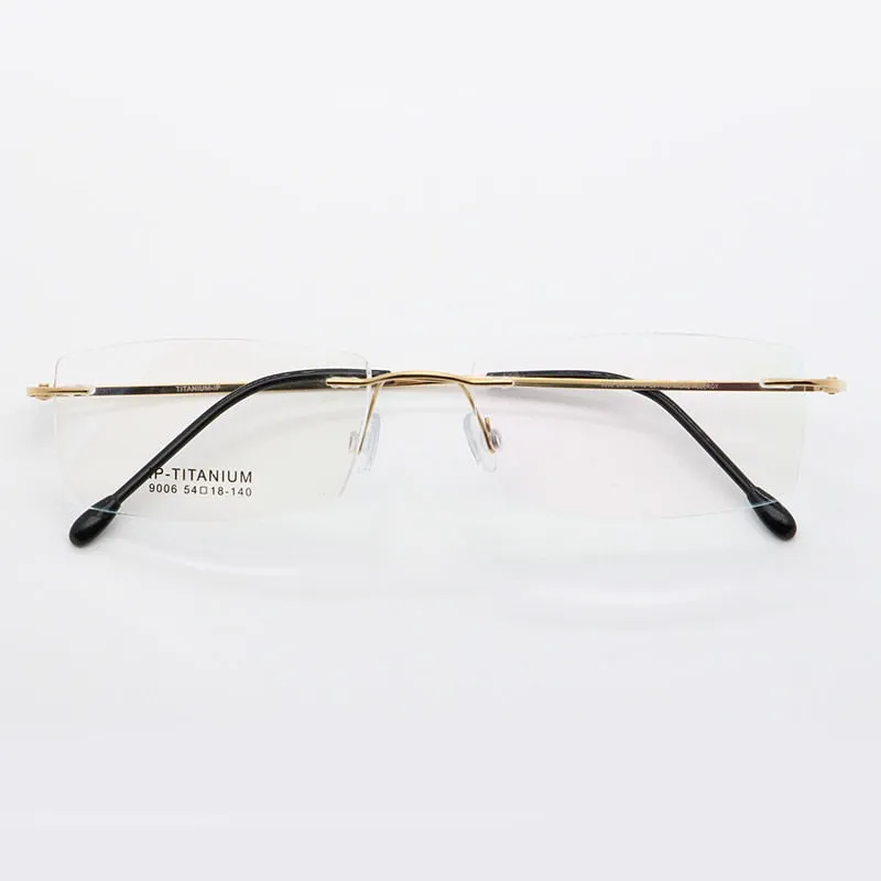 Unisex Rimless Titanium Frame Eyeglasses Customizable Lenses 9006