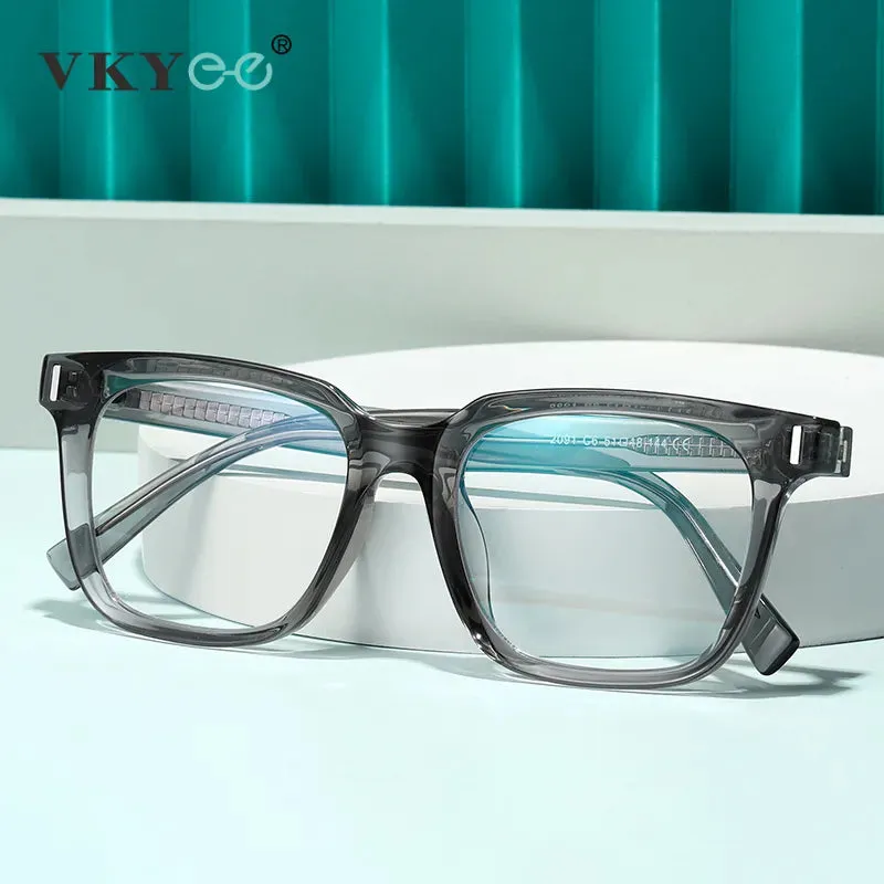 Vicky Unisex Full Rim Square Stainless Steel Acetate Reading Glasses 2091