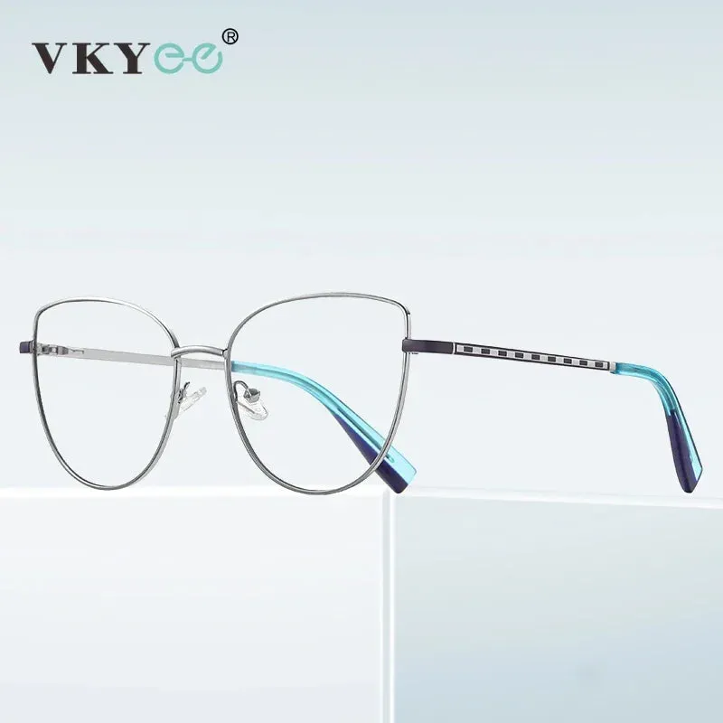 Vicky Womens Full Rim Cat Eye Round Alloy Reading Glasses 3060