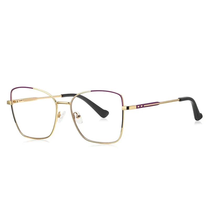 Vicky Women's Full Rim Large Square Alloy Reading Glasses 3062