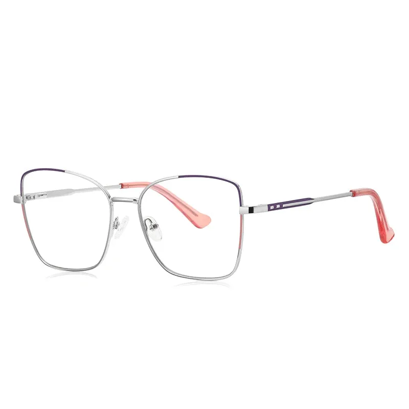 Vicky Women's Full Rim Large Square Alloy Reading Glasses 3062