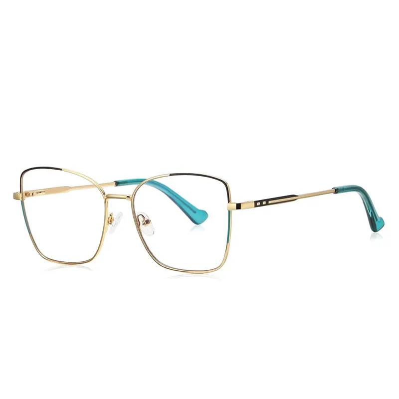 Vicky Women's Full Rim Large Square Alloy Reading Glasses 3062