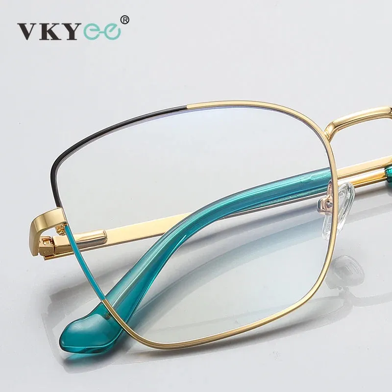 Vicky Women's Full Rim Large Square Alloy Reading Glasses 3062