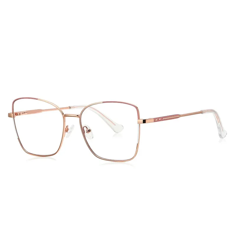 Vicky Women's Full Rim Large Square Alloy Reading Glasses 3062