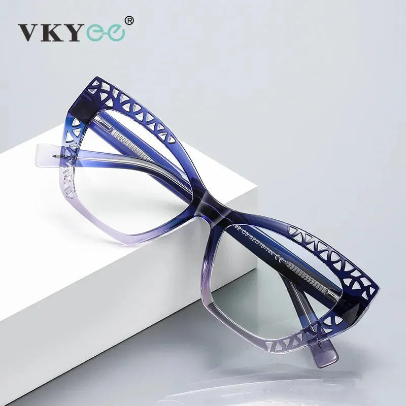 Vicky Women's Full Rim Square Cat Eye Tr 90 Alloy Reading Glasses 2182