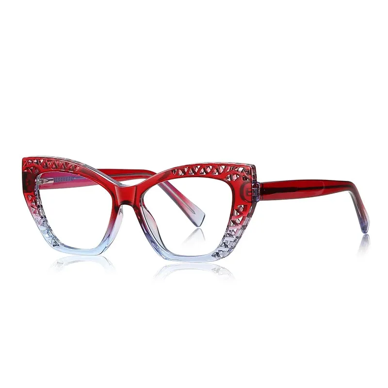 Vicky Women's Full Rim Square Cat Eye Tr 90 Alloy Reading Glasses 2182