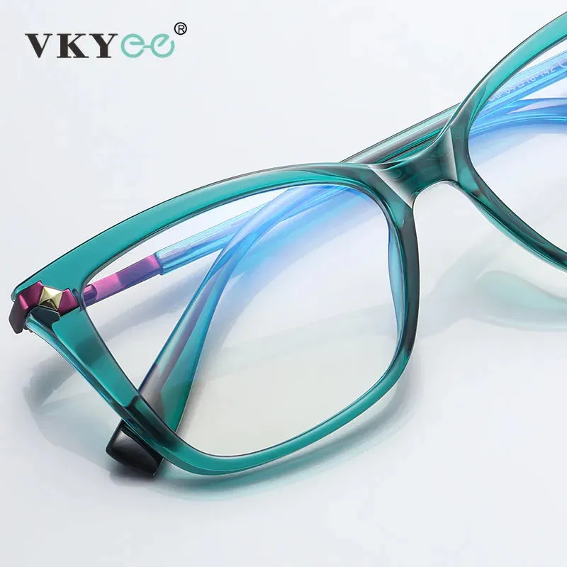 Vicky Women's Full Rim Tr 90 Stainless Steel Cat Eye Reading Glasses 2127