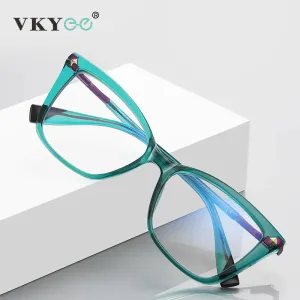 Vicky Women's Full Rim Tr 90 Stainless Steel Cat Eye Reading Glasses 2127