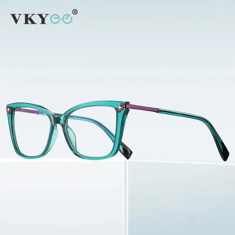 Vicky Women's Full Rim Tr 90 Stainless Steel Cat Eye Reading Glasses 2127