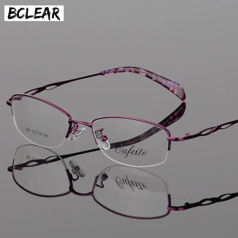 Women's Alloy Semi Rim Frame Oval Eyeglasses 601