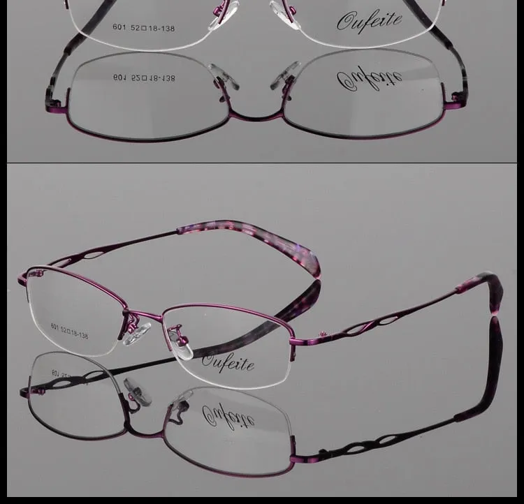 Women's Alloy Semi Rim Frame Oval Eyeglasses 601