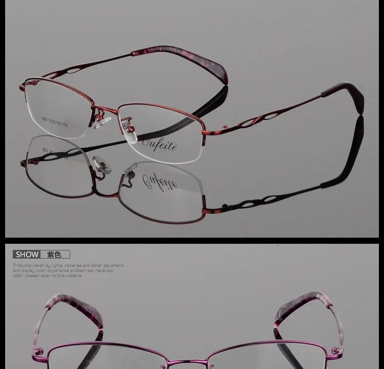 Women's Alloy Semi Rim Frame Oval Eyeglasses 601