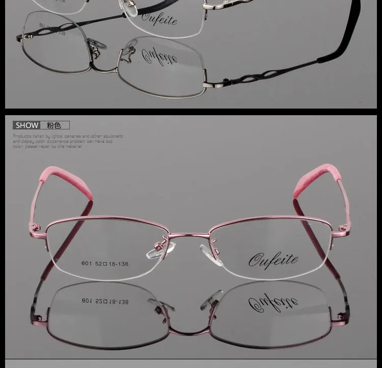 Women's Alloy Semi Rim Frame Oval Eyeglasses 601