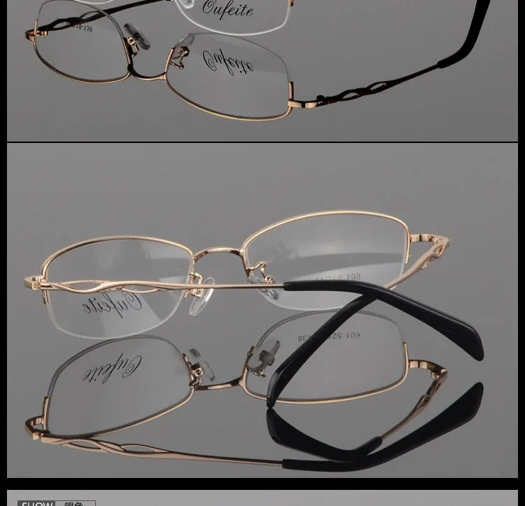 Women's Alloy Semi Rim Frame Oval Eyeglasses 601