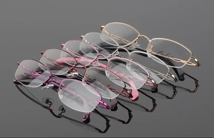 Women's Alloy Semi Rim Frame Oval Eyeglasses 601