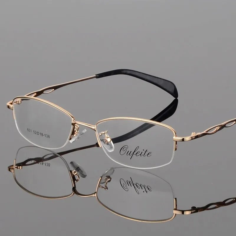 Women's Alloy Semi Rim Frame Oval Eyeglasses 601