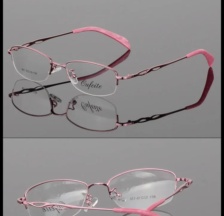 Women's Alloy Semi Rim Frame Oval Eyeglasses 601