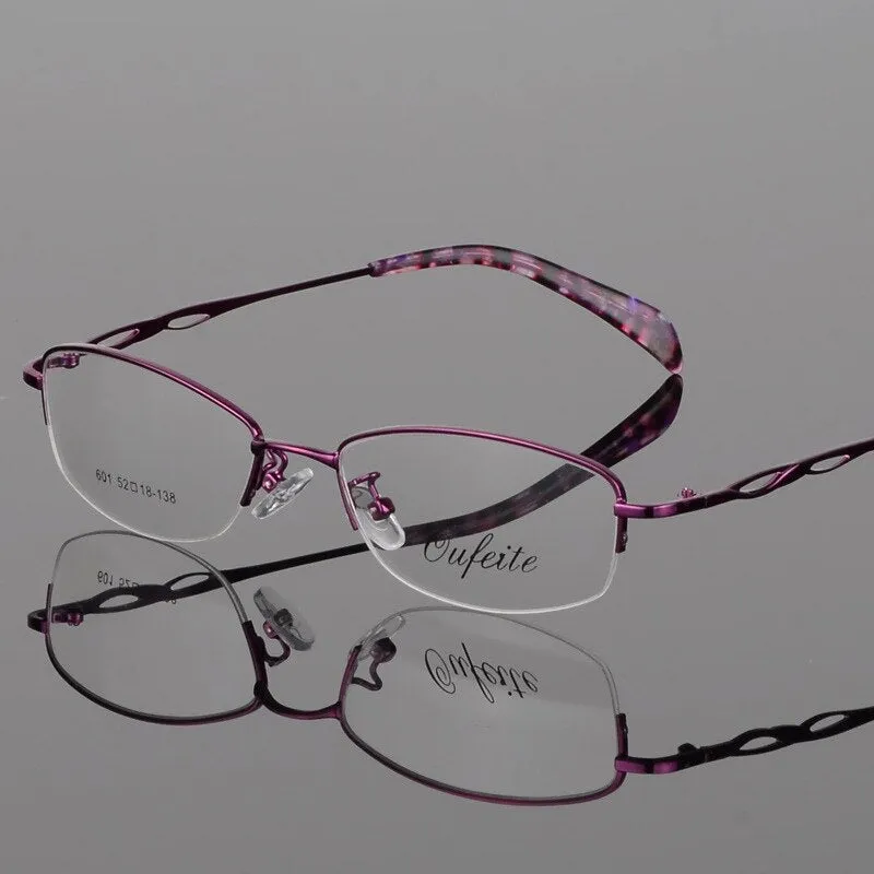 Women's Alloy Semi Rim Frame Oval Eyeglasses 601