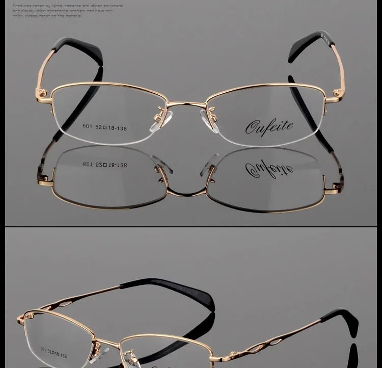 Women's Alloy Semi Rim Frame Oval Eyeglasses 601