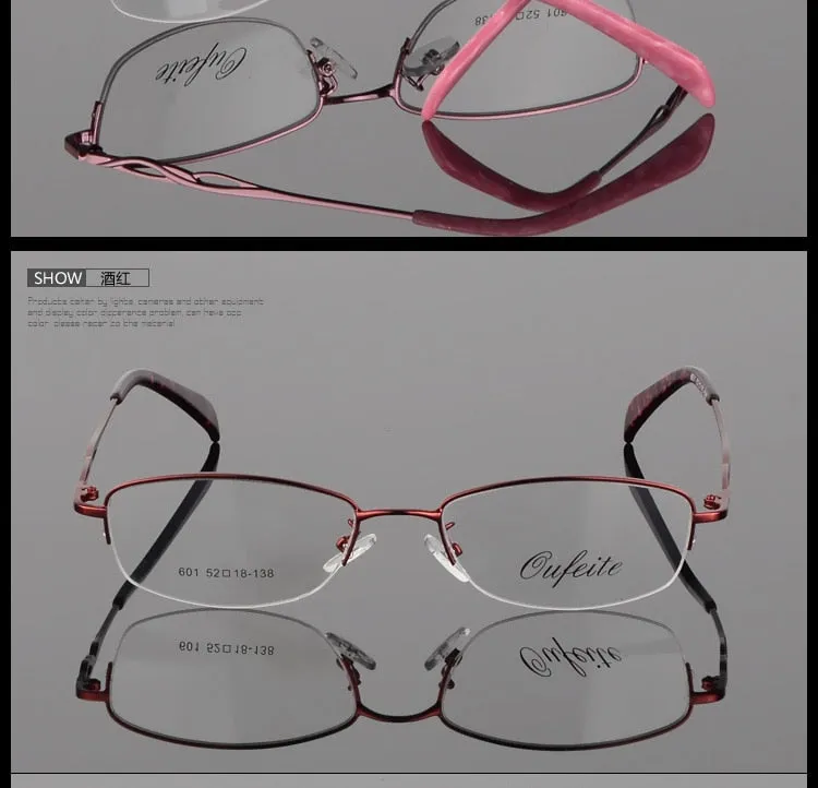 Women's Alloy Semi Rim Frame Oval Eyeglasses 601