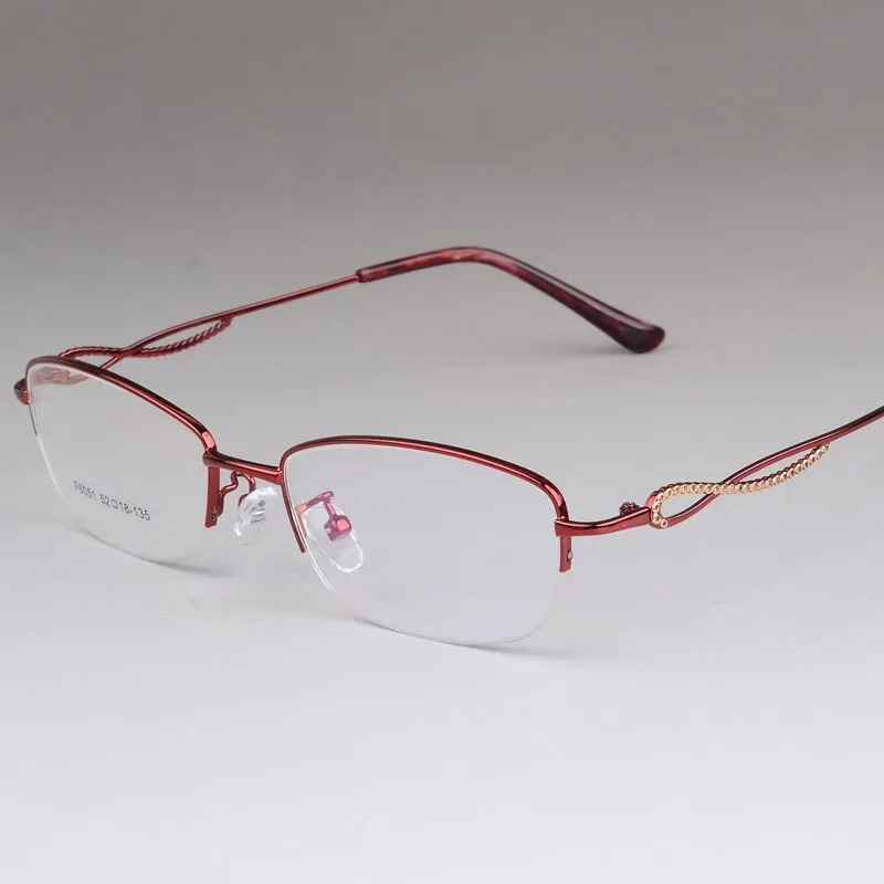 Women's Half Rim Alloy Frame Eyeglasses F6051