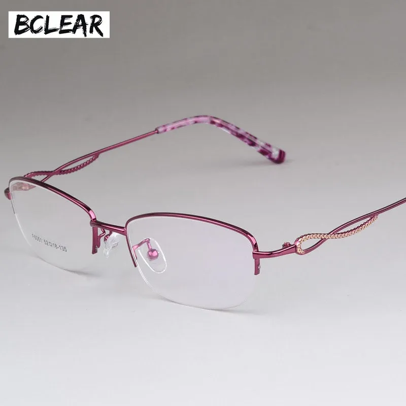 Women's Half Rim Alloy Frame Eyeglasses F6051