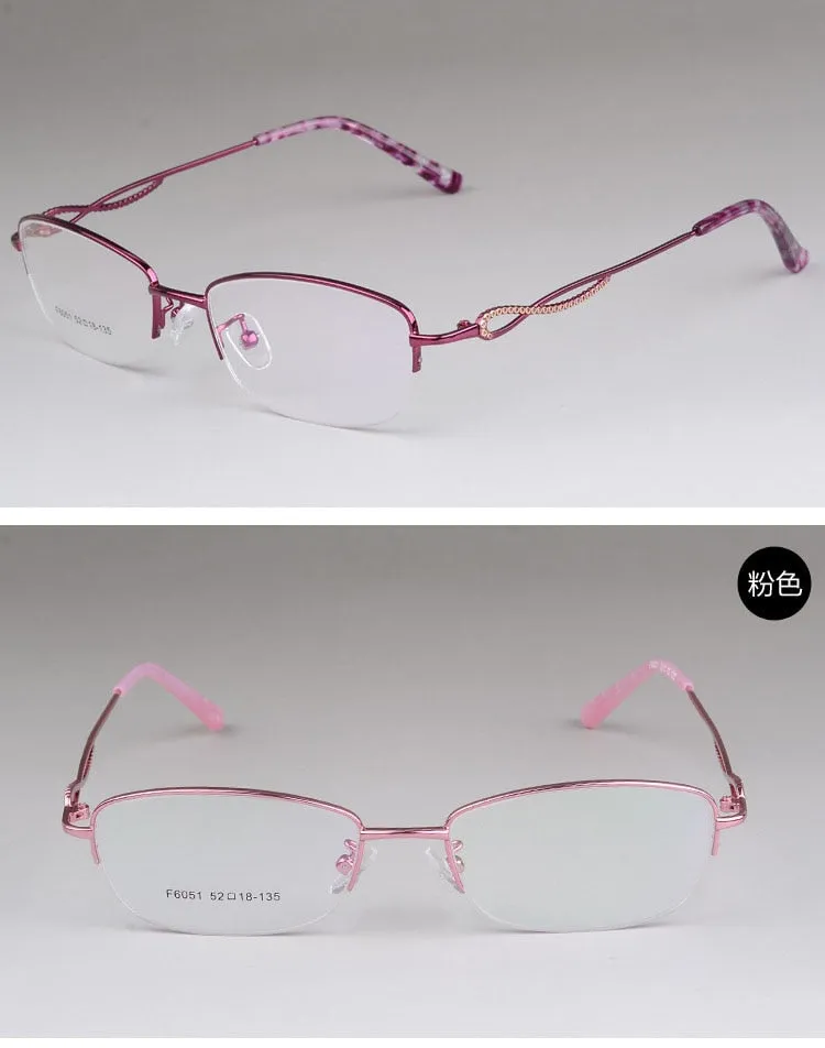 Women's Half Rim Alloy Frame Eyeglasses F6051