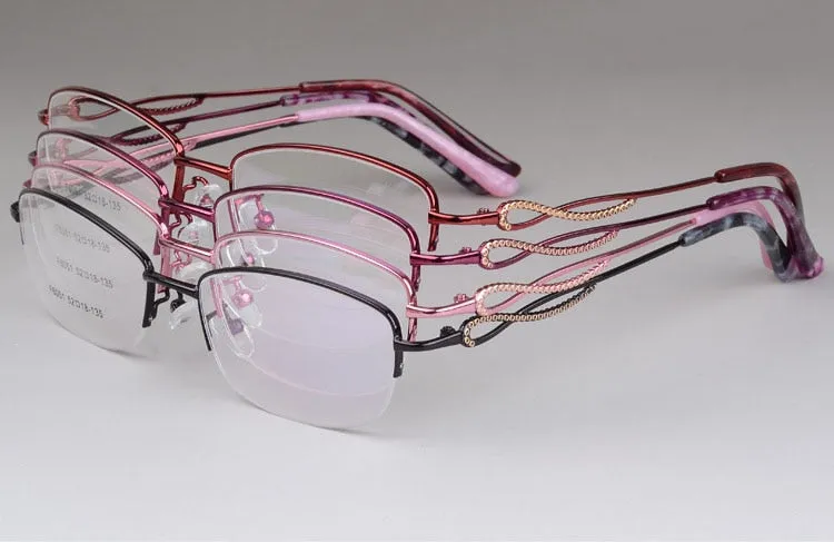 Women's Half Rim Alloy Frame Eyeglasses F6051