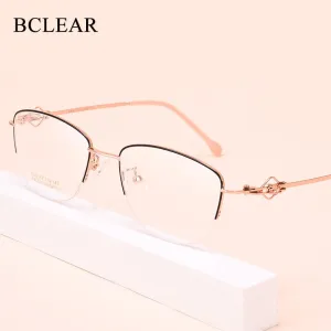 Women's Semi Rim Cat Eye Alloy Eyeglasses Hollow Temple Gm8022