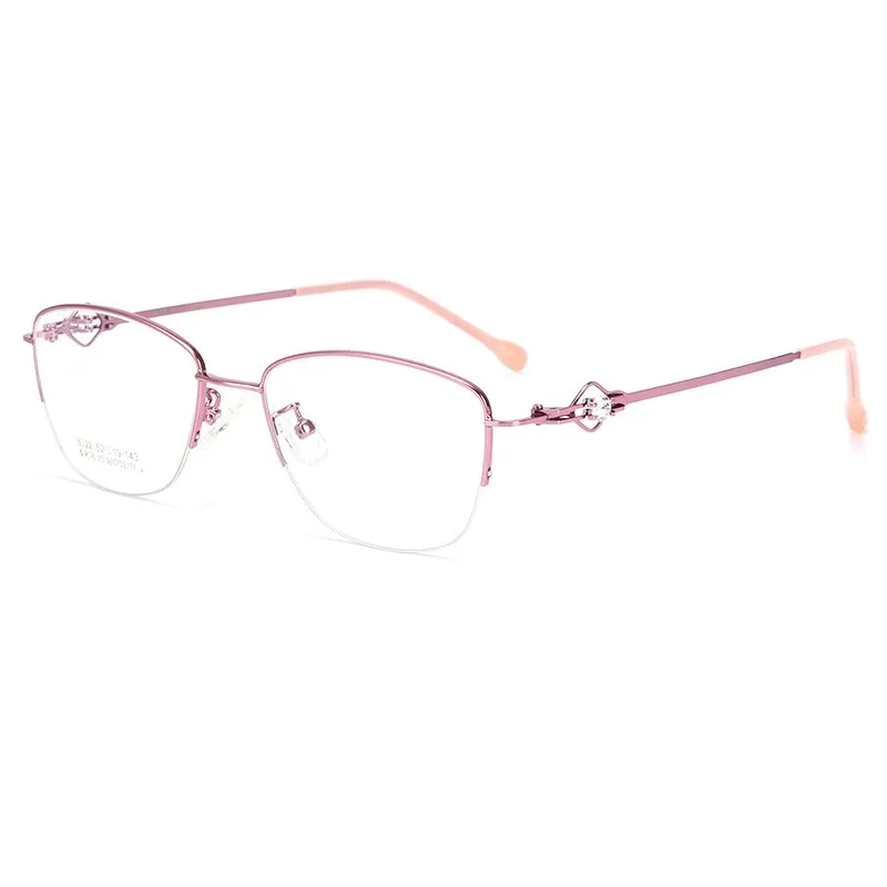 Women's Semi Rim Cat Eye Alloy Eyeglasses Hollow Temple Gm8022