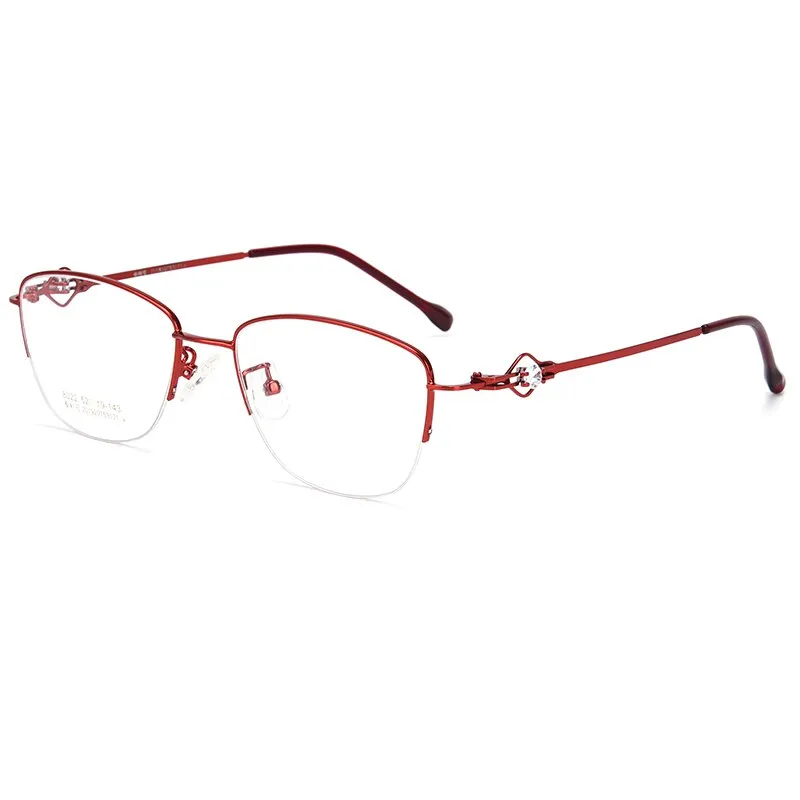 Women's Semi Rim Cat Eye Alloy Eyeglasses Hollow Temple Gm8022