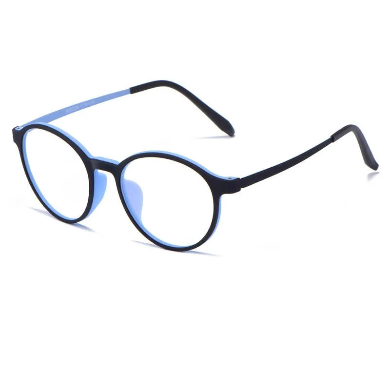 Yimaruil Men's Full Rim Round Rubber Black Titanium Anti-Blue Light Reading Glasses Y305